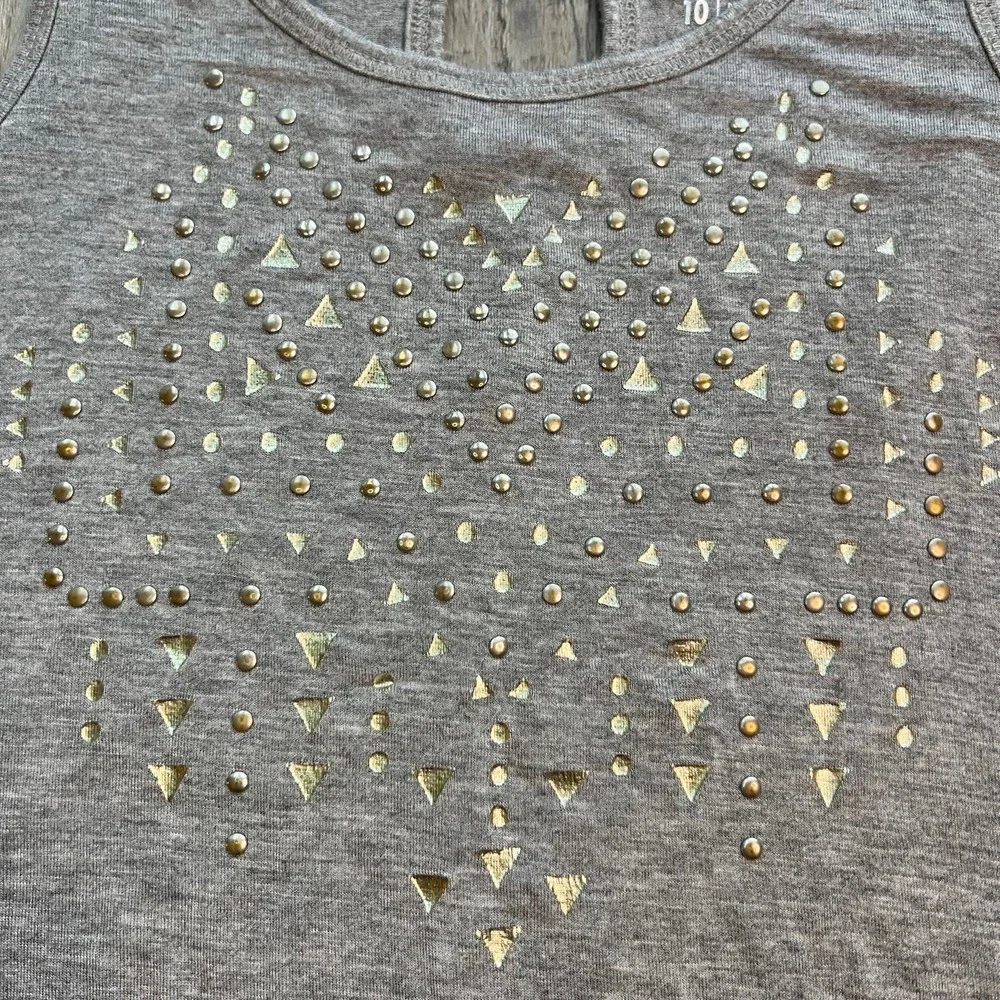 Justice Girls Gray Embellished Keyhole Swing Tank Top Size 10